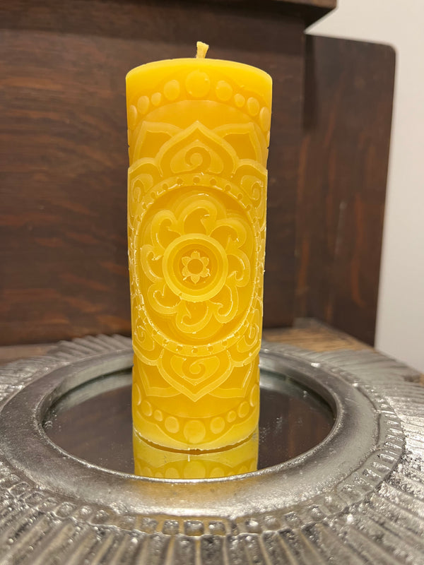 Mandala Pillar Beeswax Candle