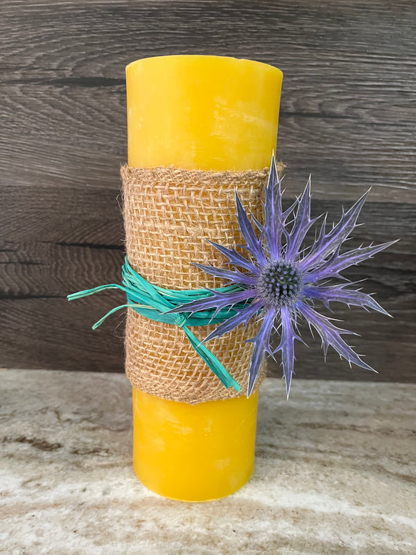 Large Smooth Pillar Beeswax Candle