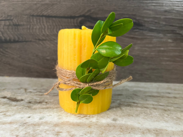 Small Textured Pillar Beeswax Candle