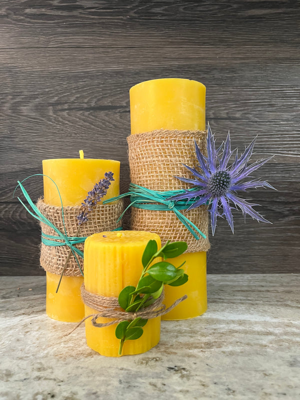 Medium Smooth Pillar Beeswax Candle