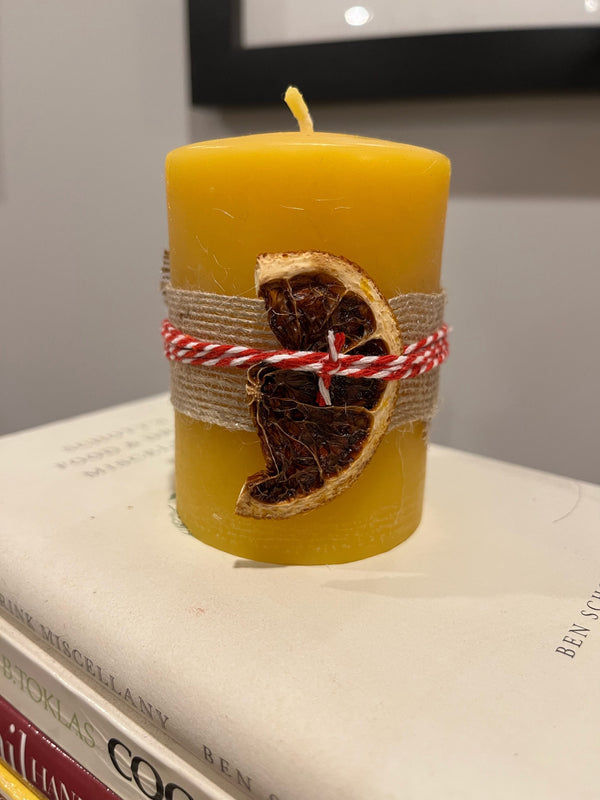 Small Smooth Pillar Beeswax Candle