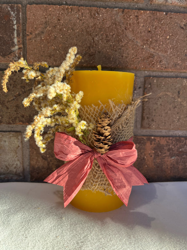 Medium Smooth Pillar Beeswax Candle